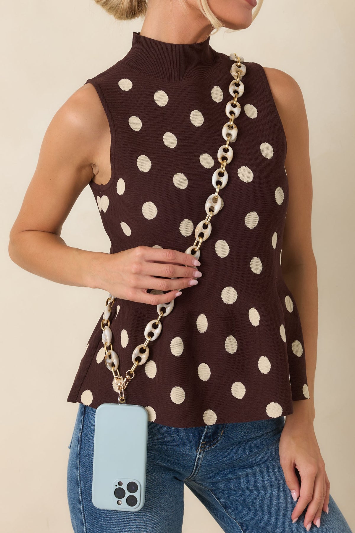 Always Within Reach Ivory Marbled Chain Link Phone Lanyard