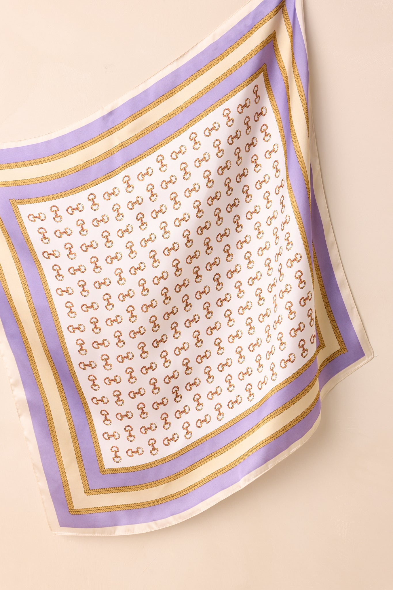 At First Light Lavender Multi Equestrian Print Satin Scarf