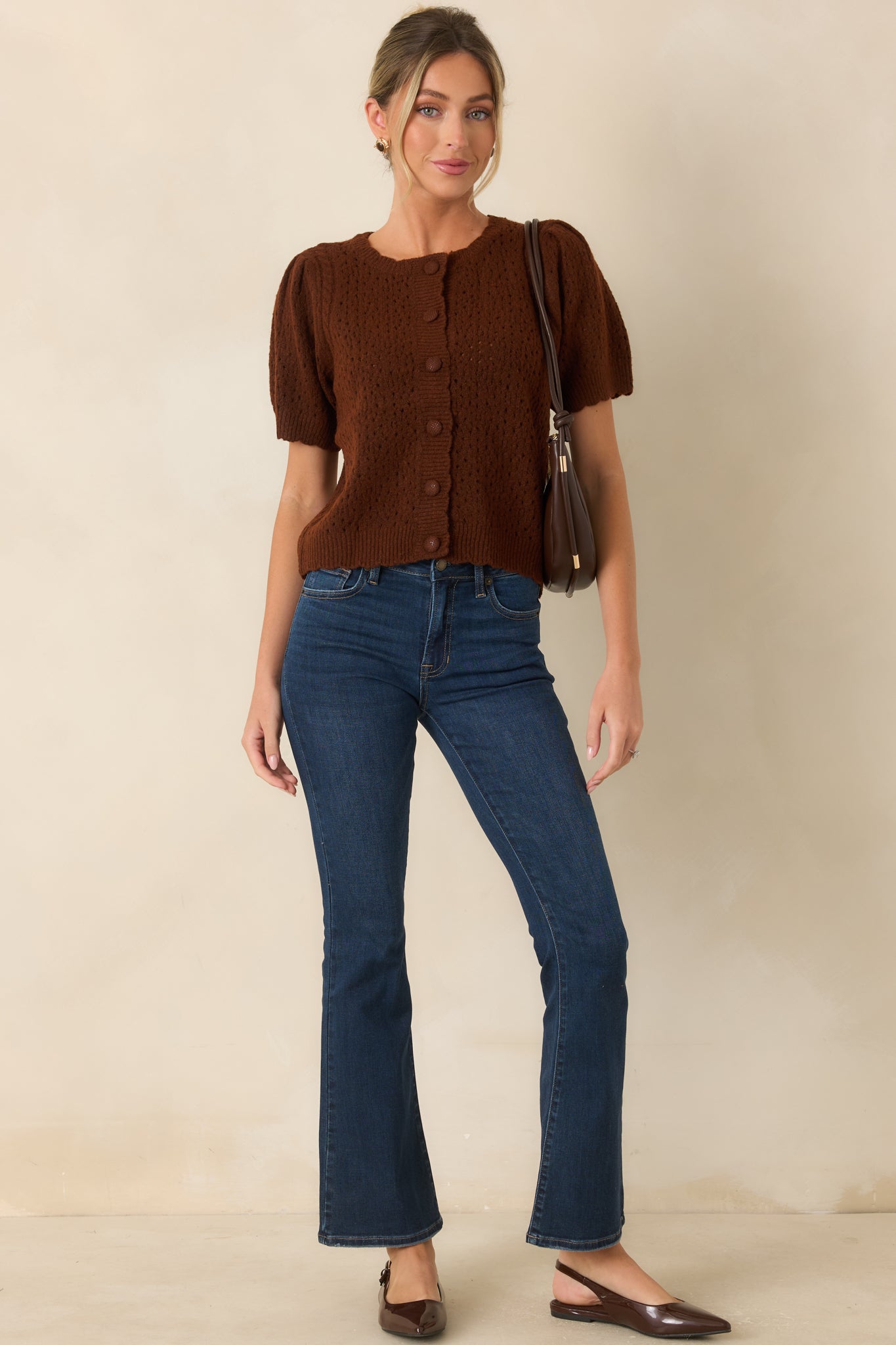 A Fine Example Dark Wash Cotton Denim Slight Flare Jeans