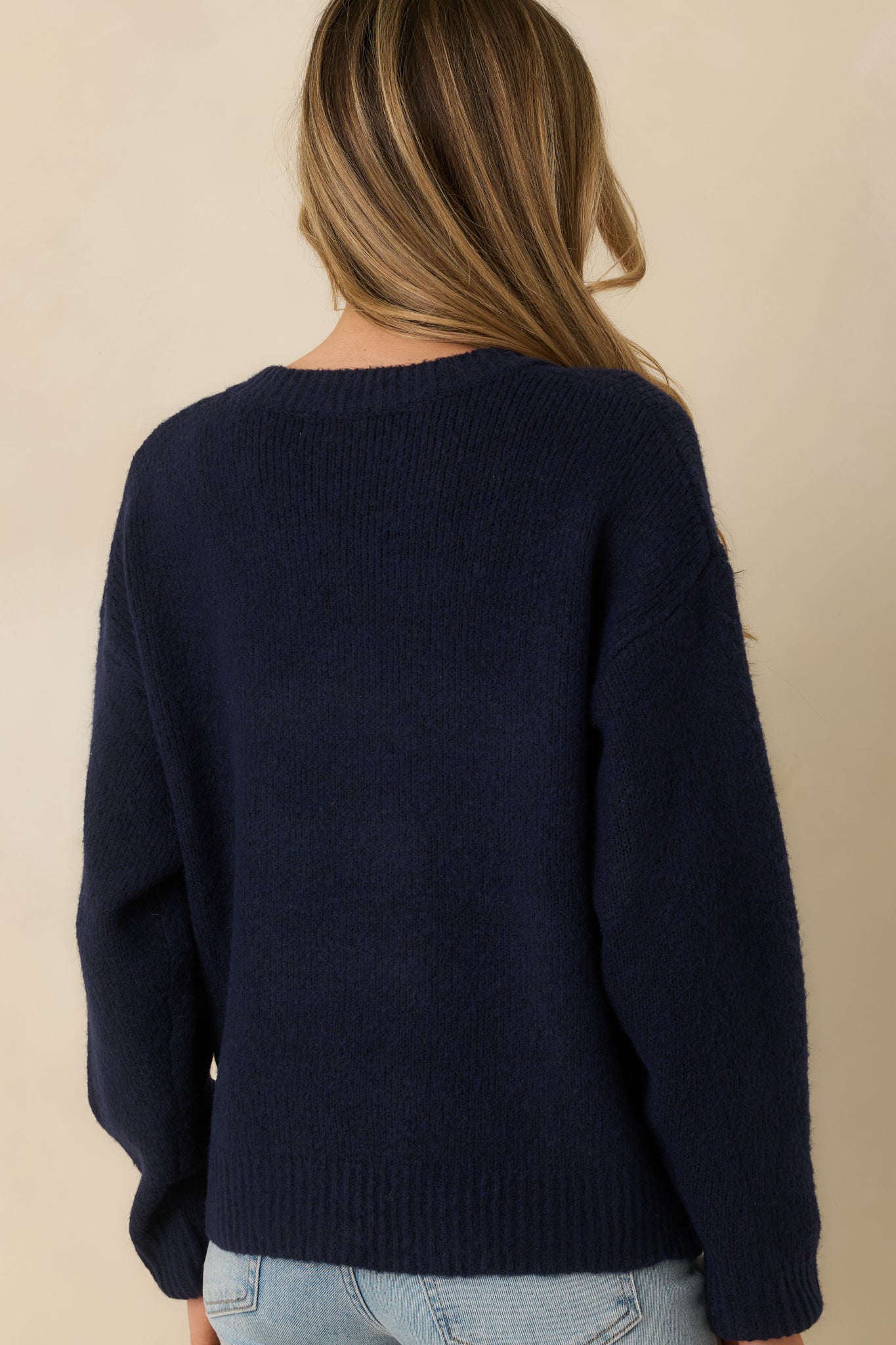 Anchored in Style Navy Multi Knit Nautical V-Neck Sweater