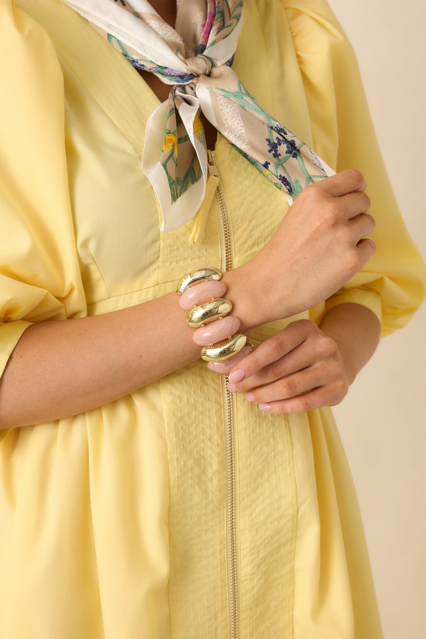 A Touch of Radiance Pink & Gold Beaded Statement Bracelet
