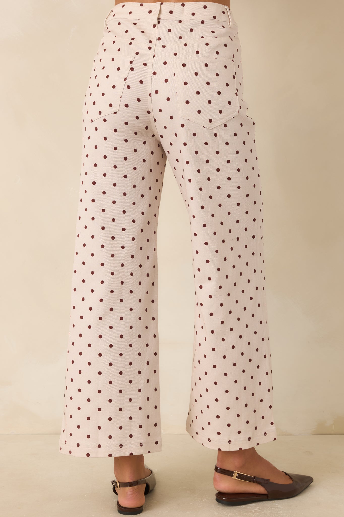 A Spot of Style Ivory & Brown Polka Dot Cotton Pants