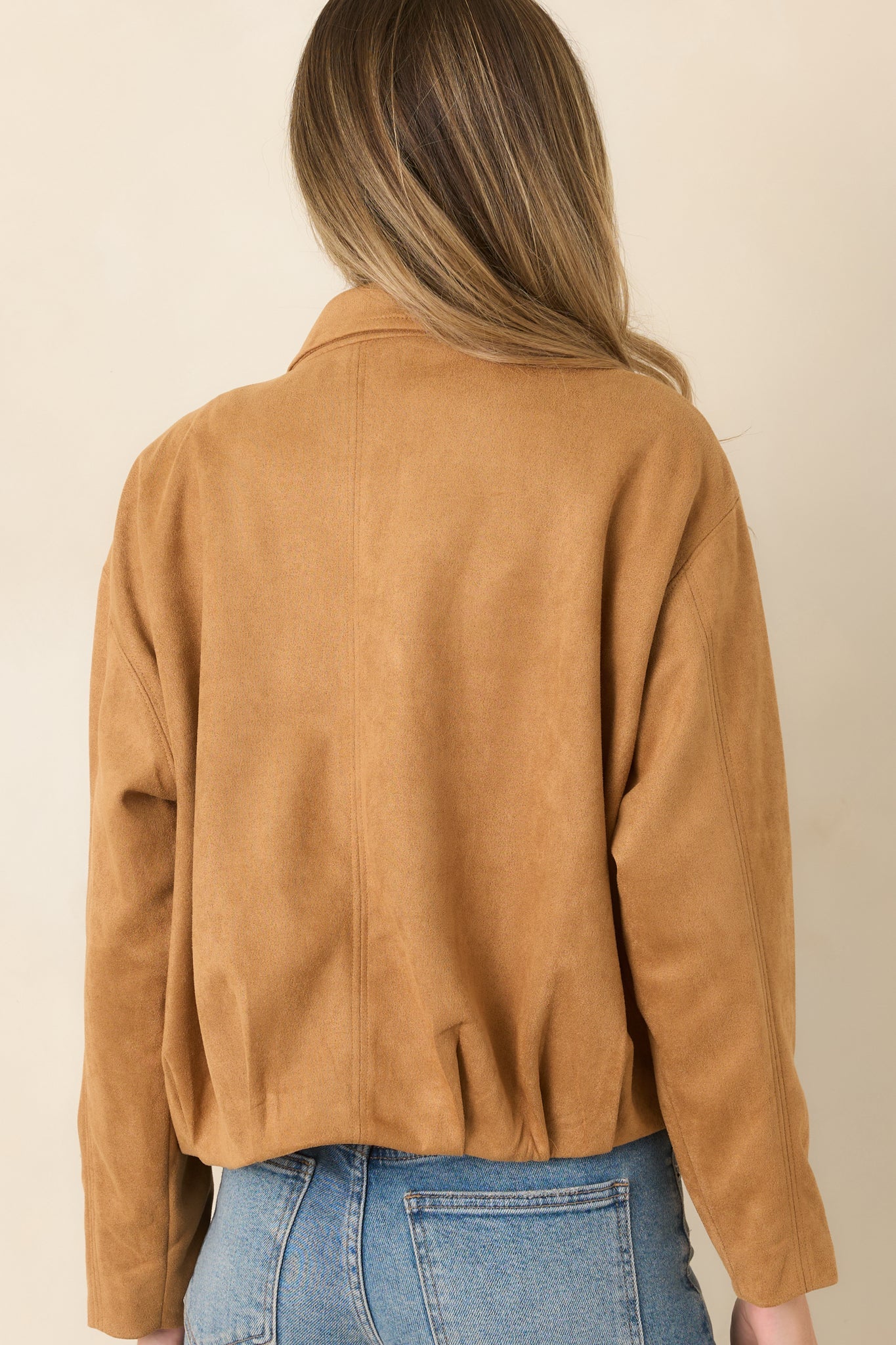 All Part of the Plan Camel Faux Suede Zip Front Jacket
