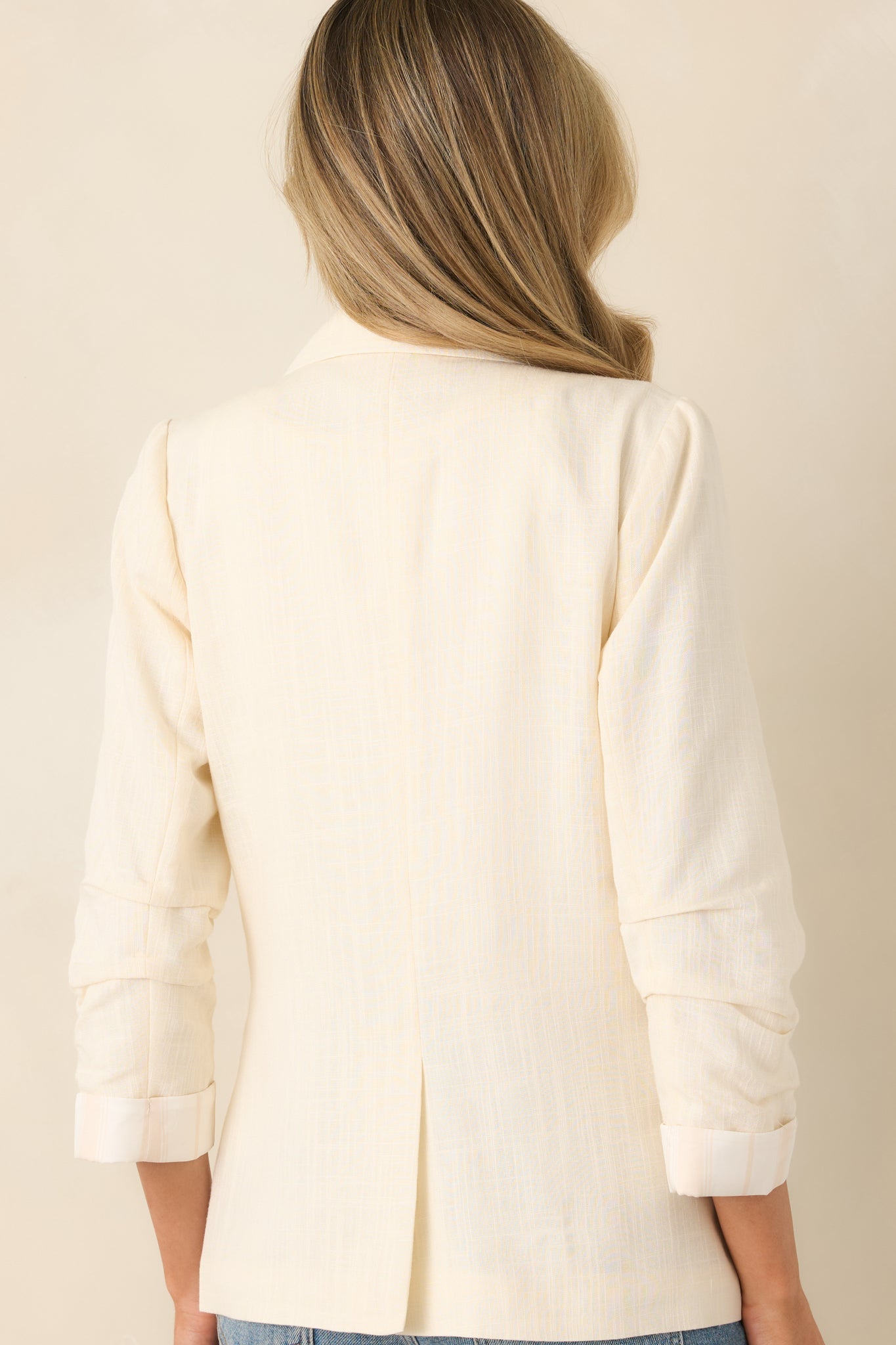 Boardwalk Executive Ivory Linen Blend 3/4 Sleeve Blazer