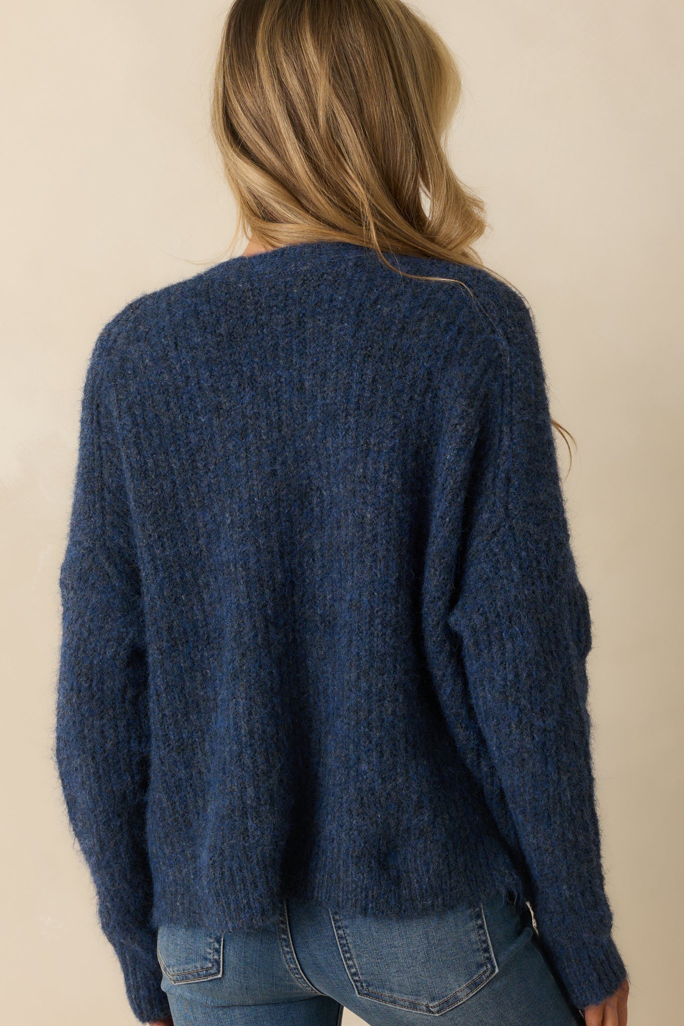Always The Answer Navy Ribbed Knit Button Up Cardigan