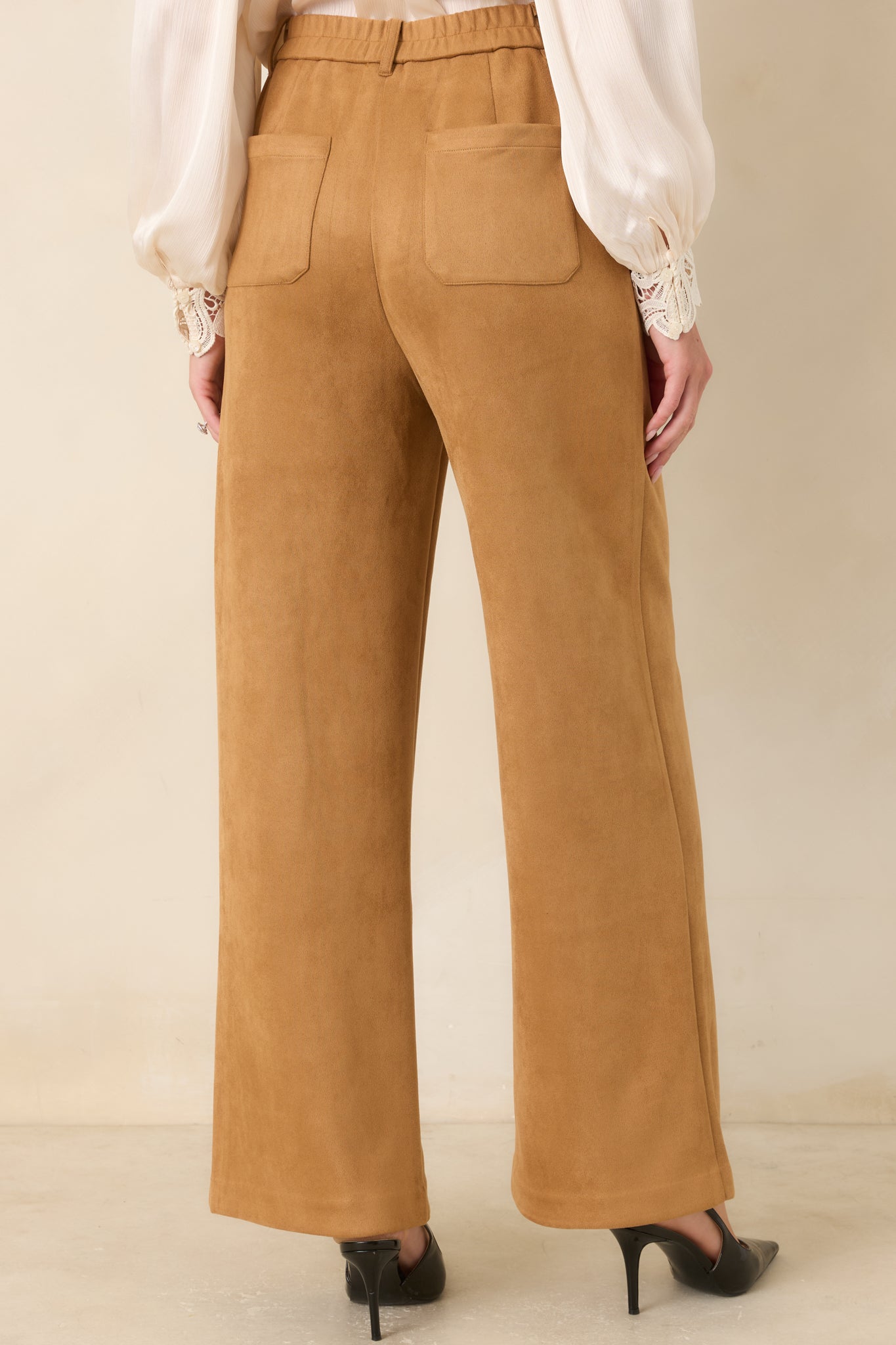 All Part of the Plan Camel Faux Suede Wide Leg Pants