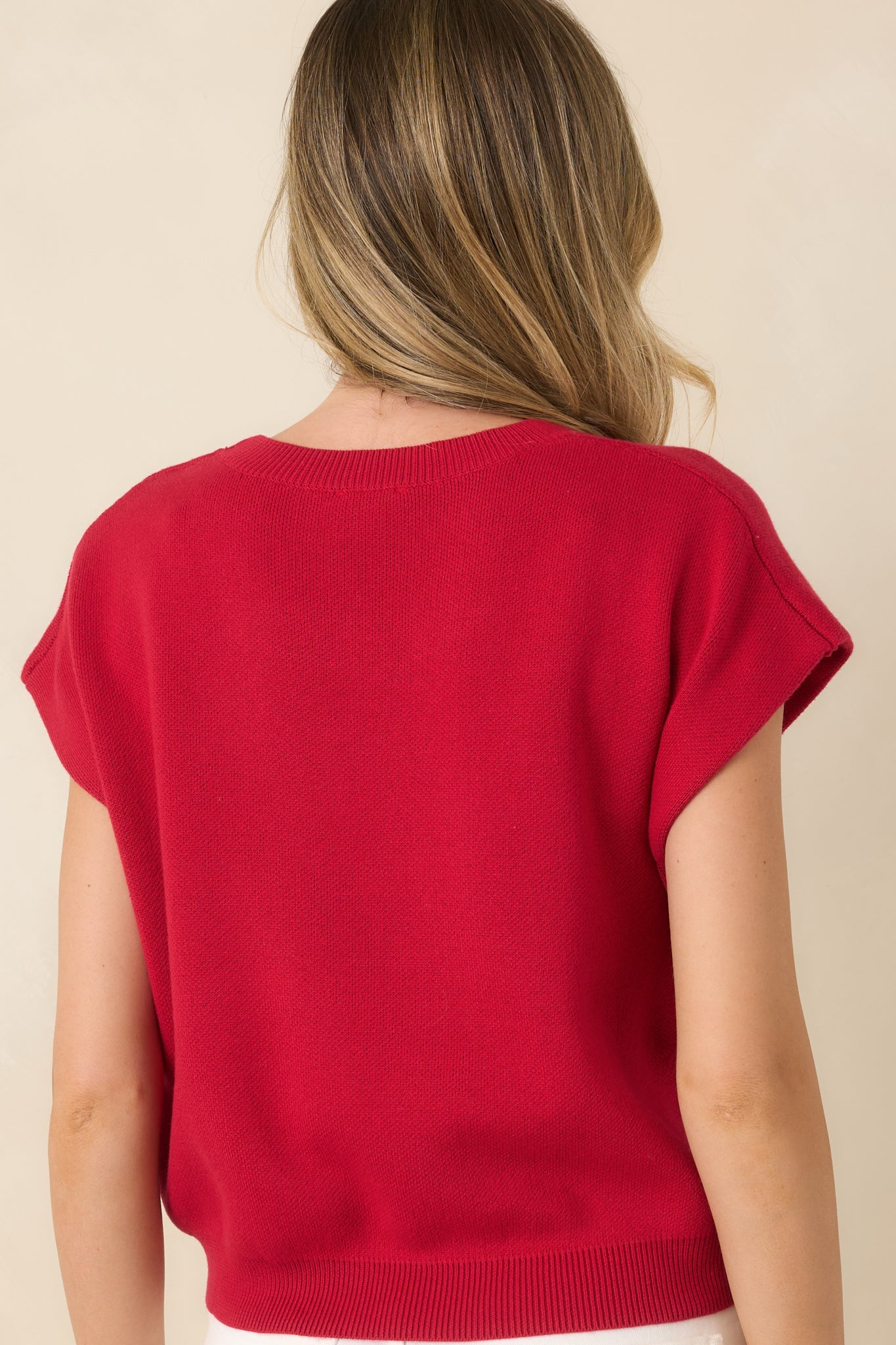 All Pulled Together Red Knit Sweater