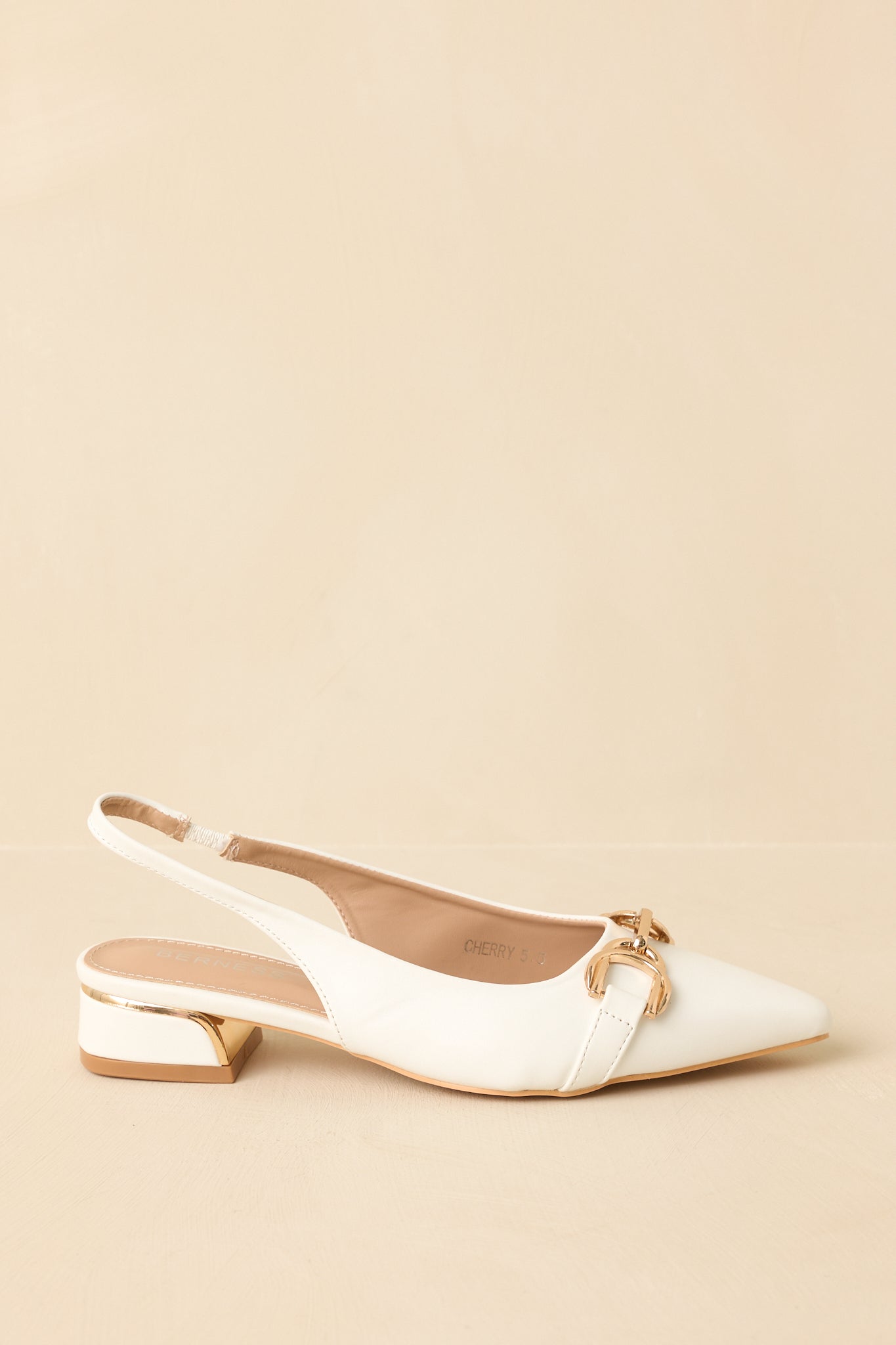 Always Everything White Pointed Toe Slingback Low Block Heels