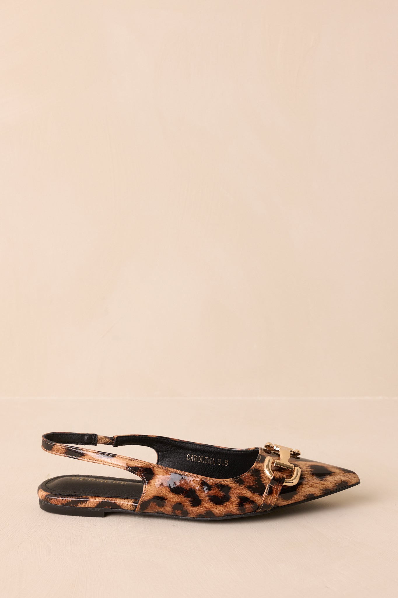 As It Stands Leopard Print Patent Pointed Toe Slingback Flats