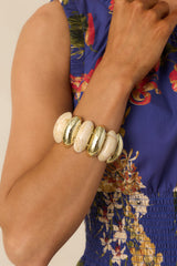 A Touch of Radiance Beige & Gold Beaded Statement Bracelet