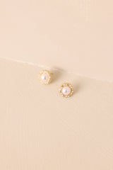 All The Good Things Gold Ivory Pearl Stud Earrings