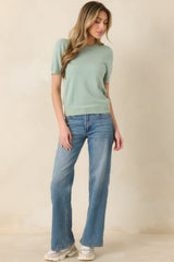 Always A Favorite Seafoam Green Short Sleeve Knit Top