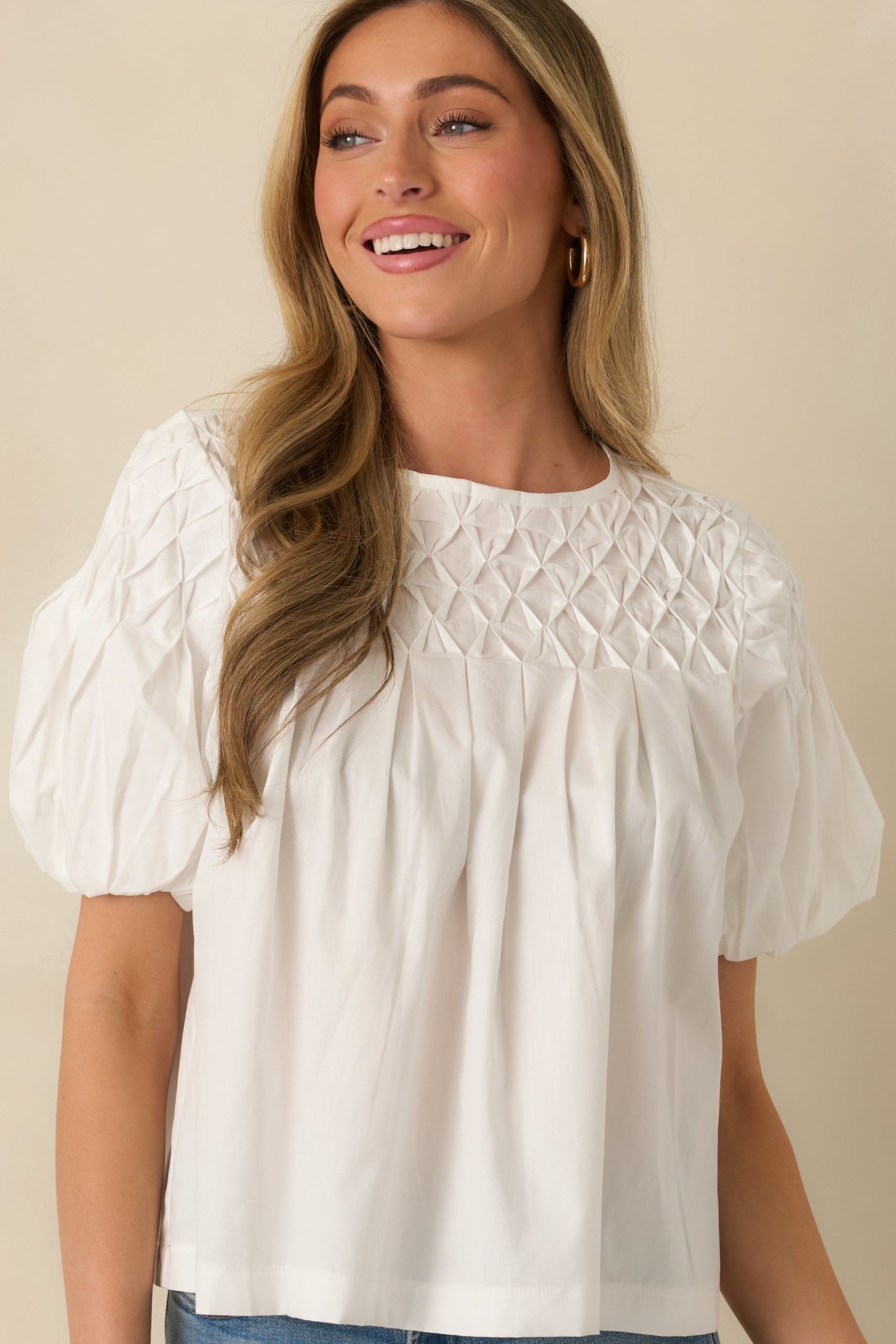 Basic Luxuries White Cotton Short Sleeve Top