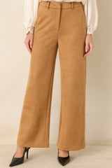 All Part of the Plan Camel Faux Suede Wide Leg Pants