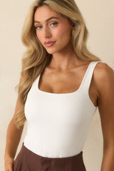 Always My Best Ivory Square Neck Tank Bodysuit