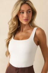 Always My Best Ivory Square Neck Tank Bodysuit