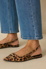 As It Stands Leopard Print Patent Pointed Toe Slingback Flats