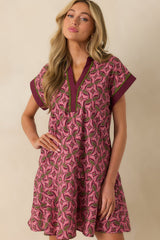 Always Knew It Light Mauve Geometric Print Cotton Mini Dress