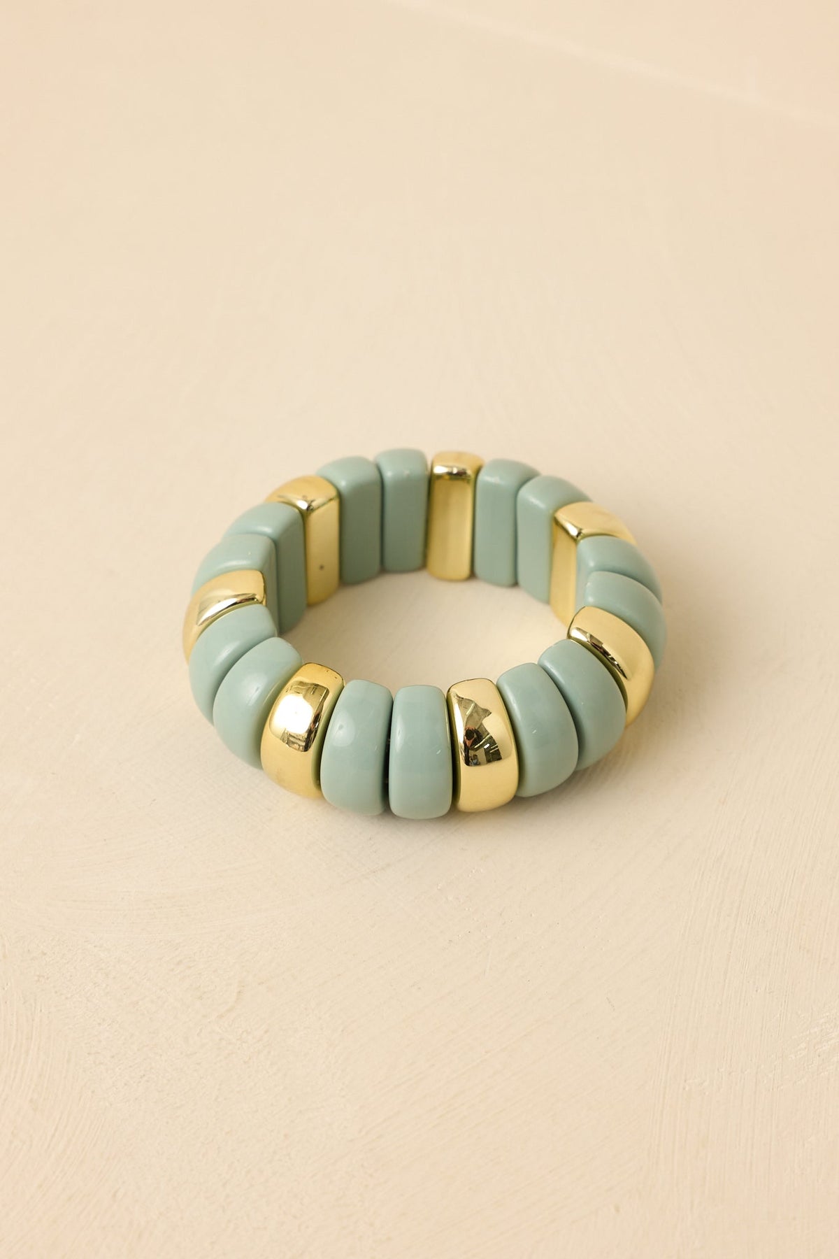 A Hint of Glow Mint Green & Gold Beaded Statement Bracelet