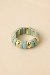 A Hint of Glow Mint Green & Gold Beaded Statement Bracelet