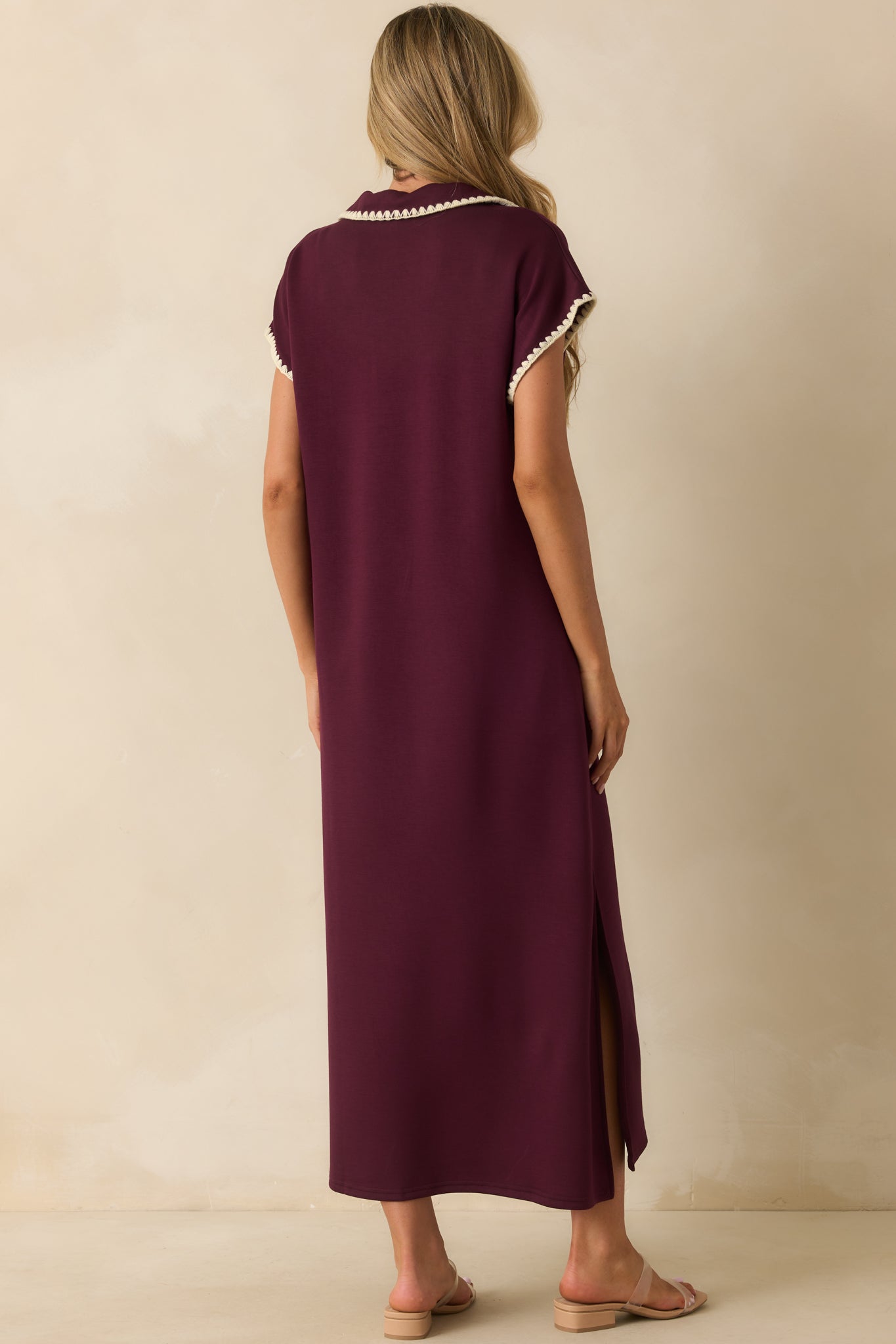 All To Yourself Plum Purple Contrast Trim Polo Maxi Dress