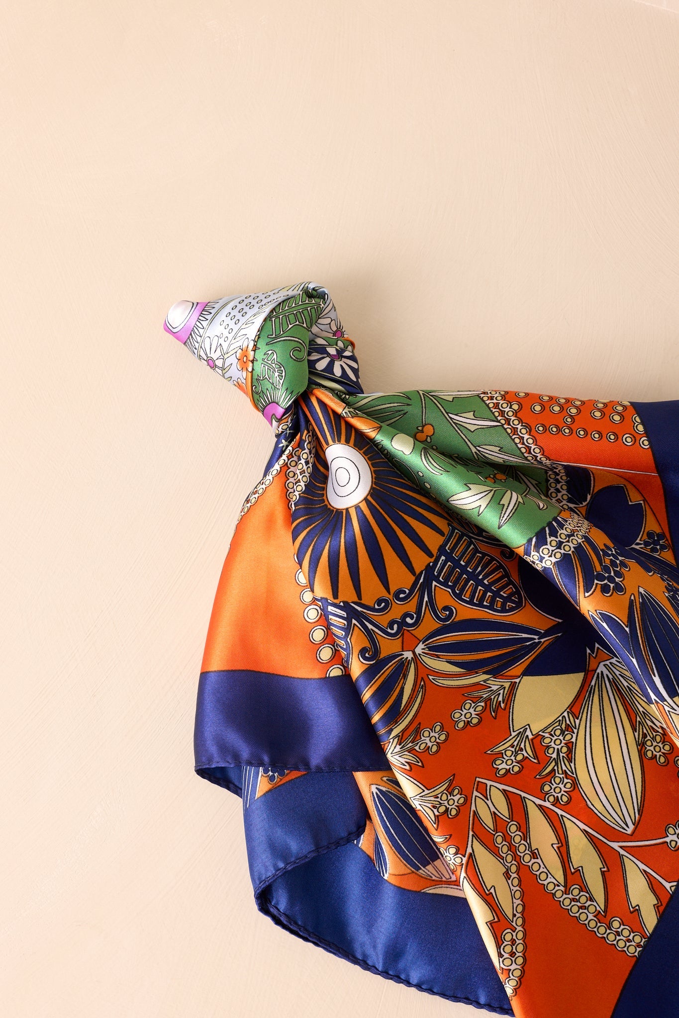 Above And Beyond Orange Multi Print Satin Scarf